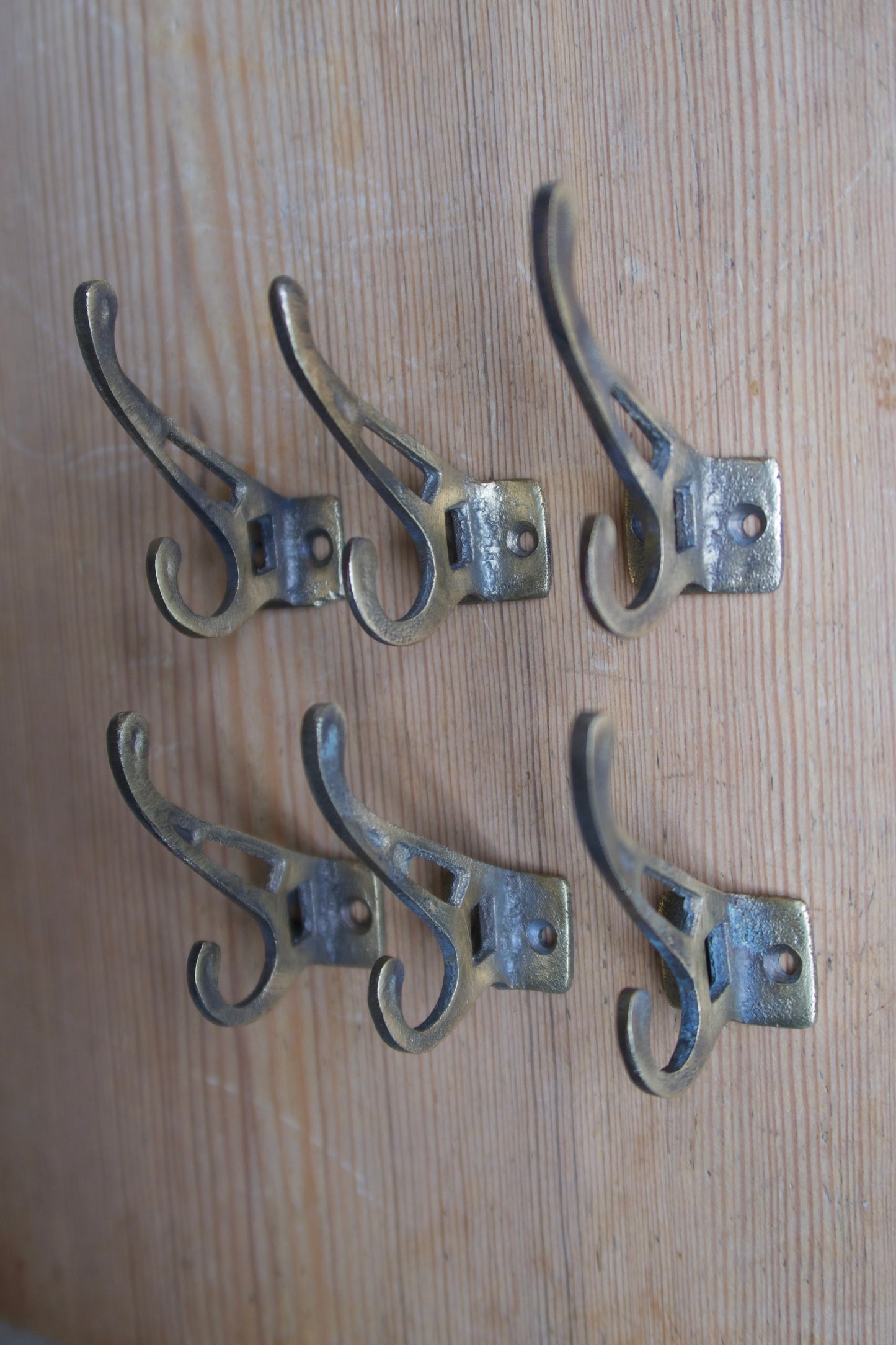 Set of 6 Brass Hooks