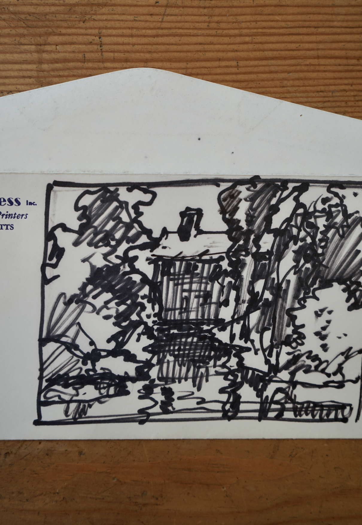 Sketch on "Ben Franklin Press Pittsfield, Massachusetts" Envelope