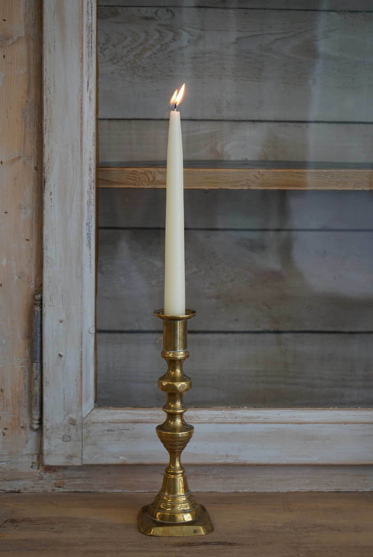 Mismatch Pair of Brass Candlesticks
