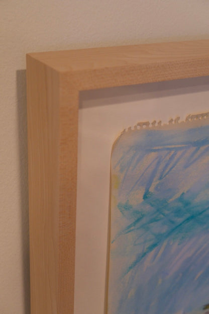 Framed Pastel Seascape with Sailboats, Custom Framed