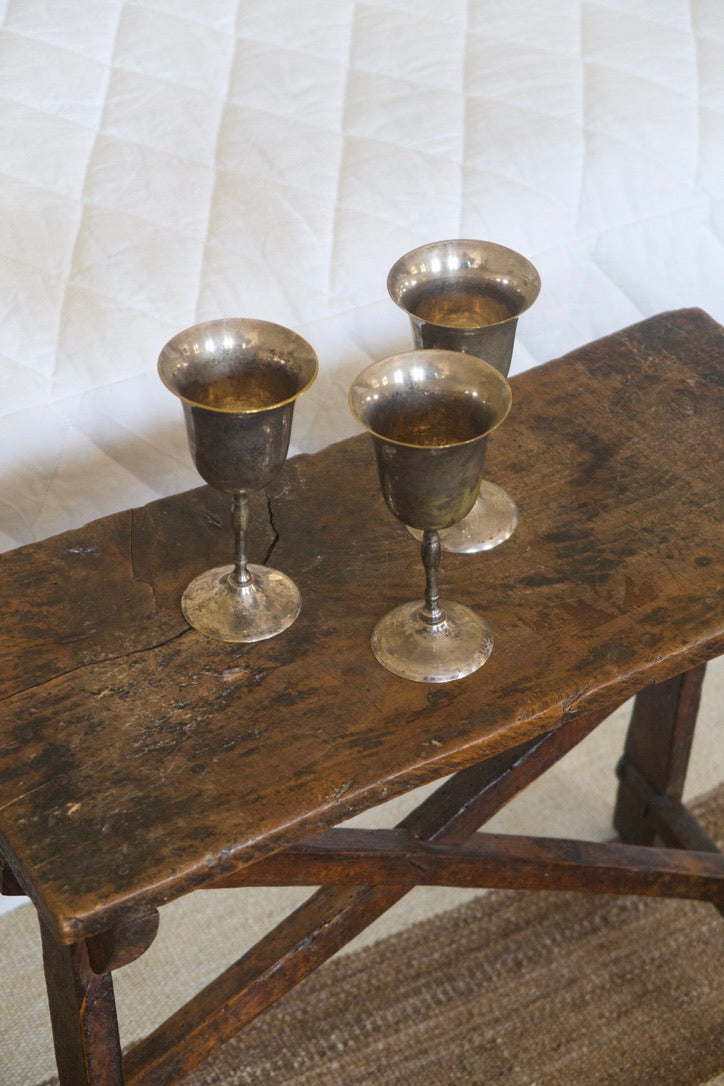 Set of Three Vintage Silver-Plated Goblets