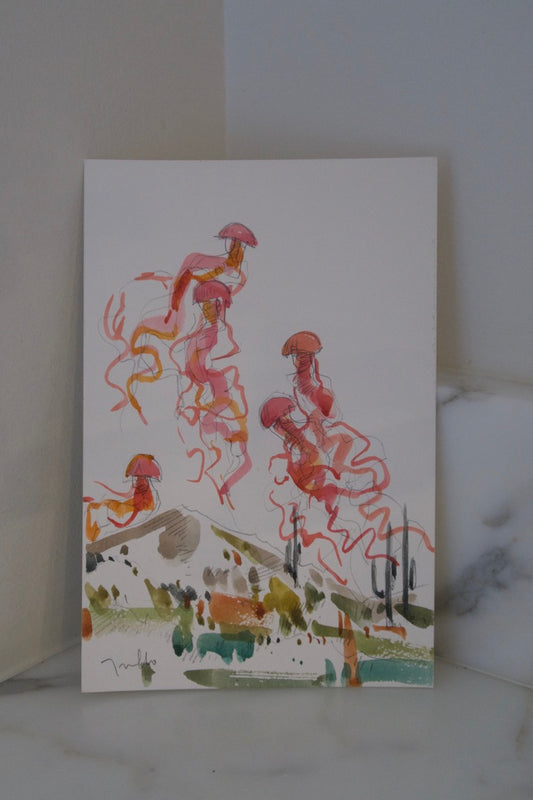 Contemporary Watercolor of Jellyfish Forms by Jose Trujillo