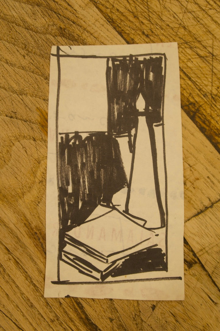 French Still Life Ink Drawing