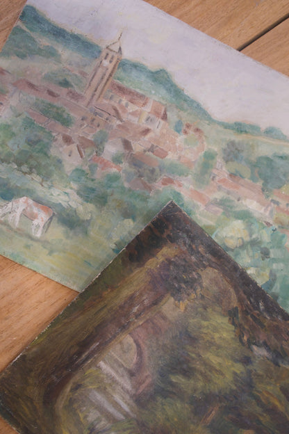 Woodland Stream Oil Painting on Panel, 1940s